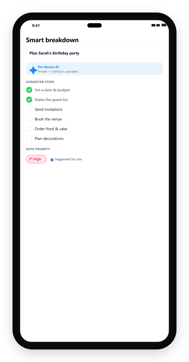 On-device AI smart breakdown