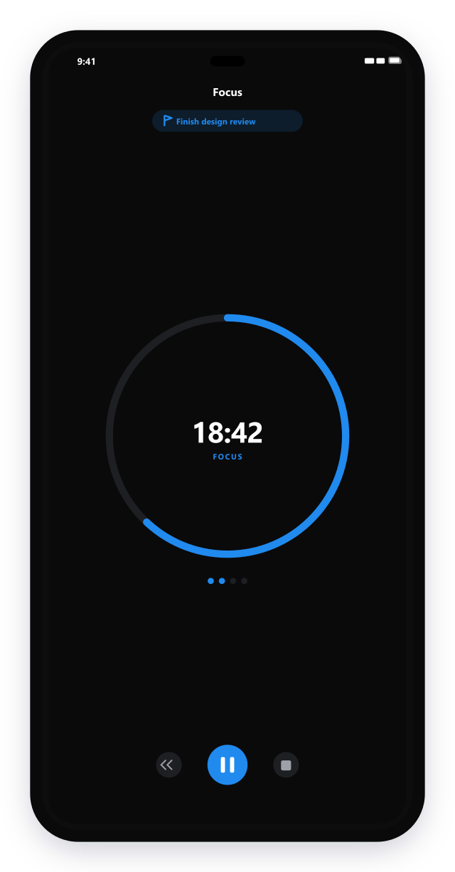 Focus timer with session presets