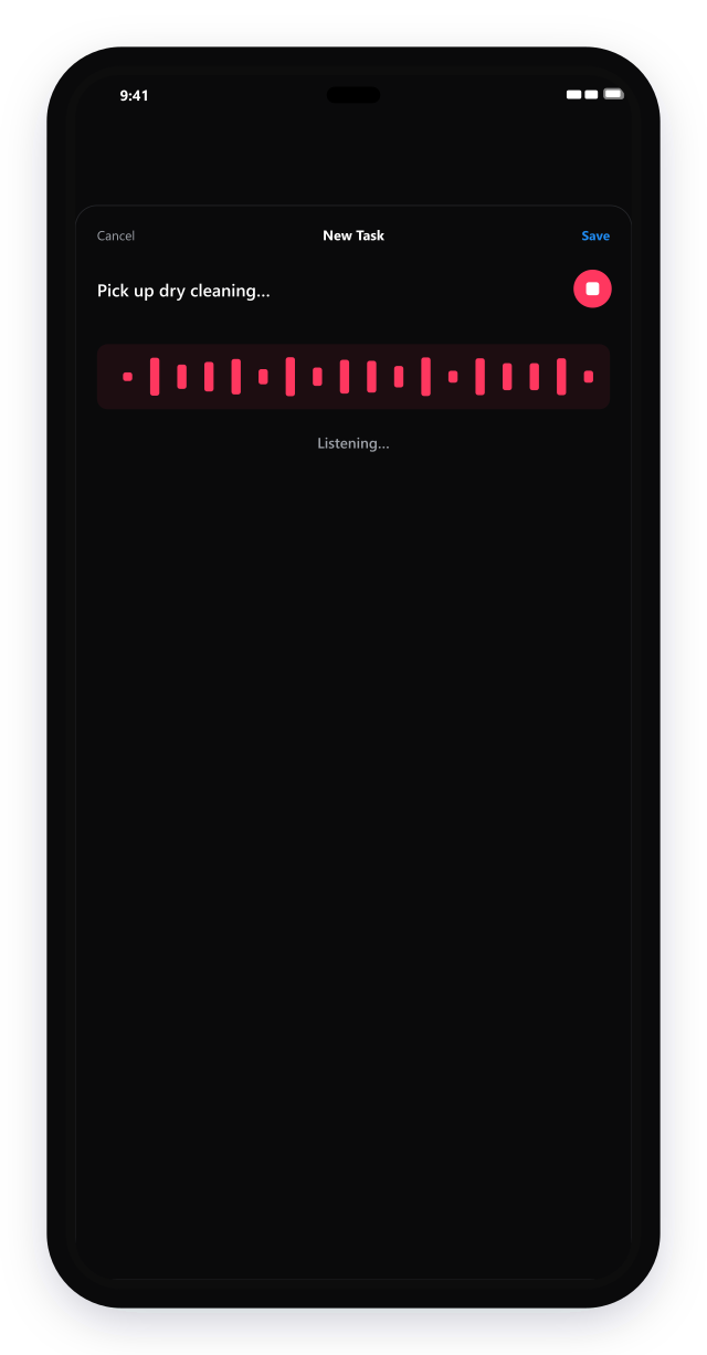 Voice capture with on-device dictation